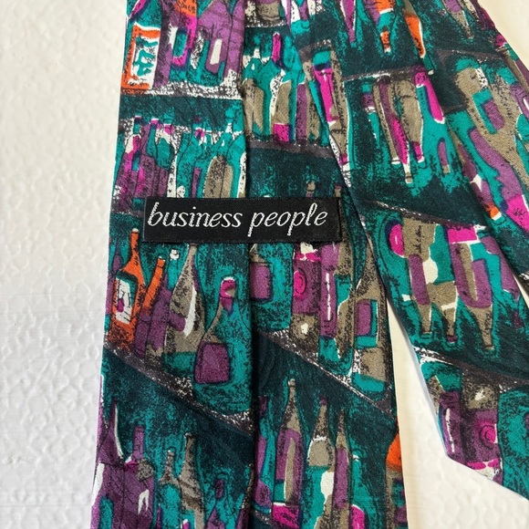 Business People 100% Silk Neck Tie Multi Color Bottle - Picture 3 of 5